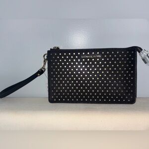 Michael Kors Black Wristlet with Gold Dots